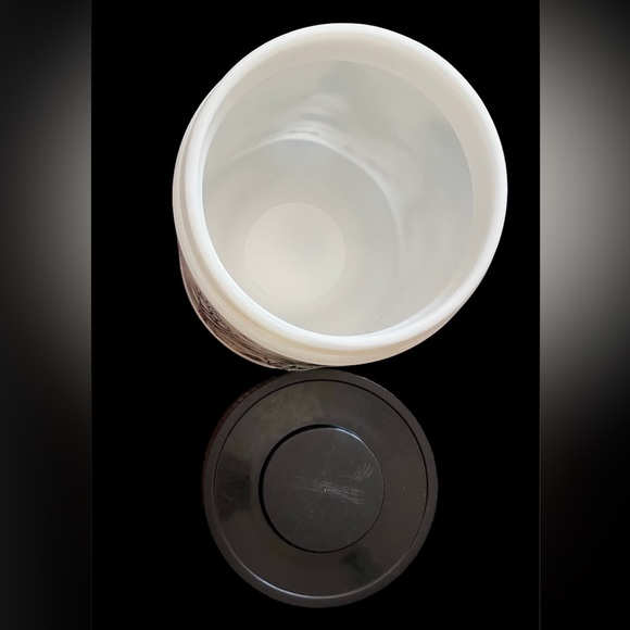 Vintage, Midcentury, Milk Glass Canister w/ Black & White Winter Scene - Picture 4 of 5